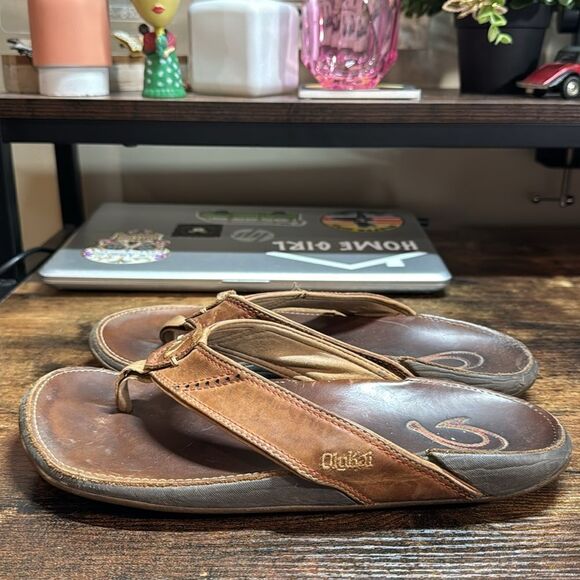 Olukai‎ Brown Leather Sandals Size 8